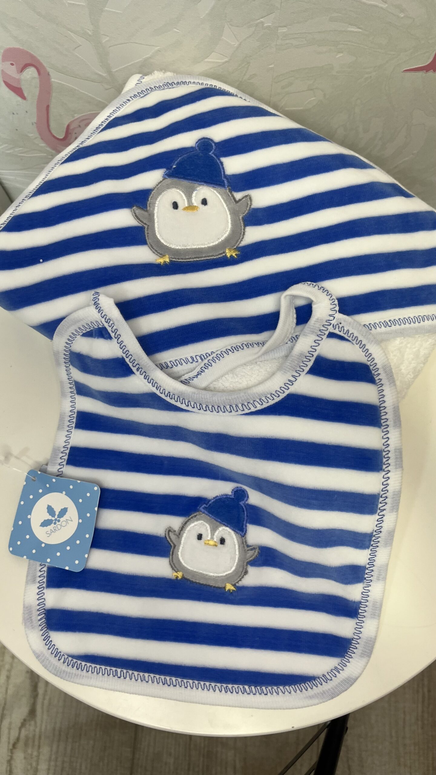 Capa baño +barbero pingüino azul 1 Capa baño +barbero pingüino azul
