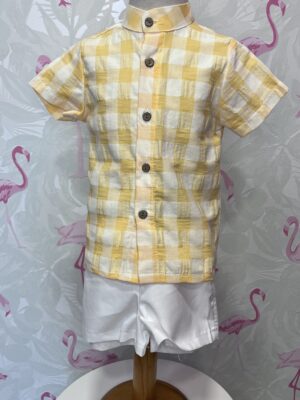 CONJUNTO NIÑO CUADROS AMARILLOS