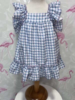 La Mar Salá - Moda Infantil 9 VESTIDO CUADRO CELESTE MALVA