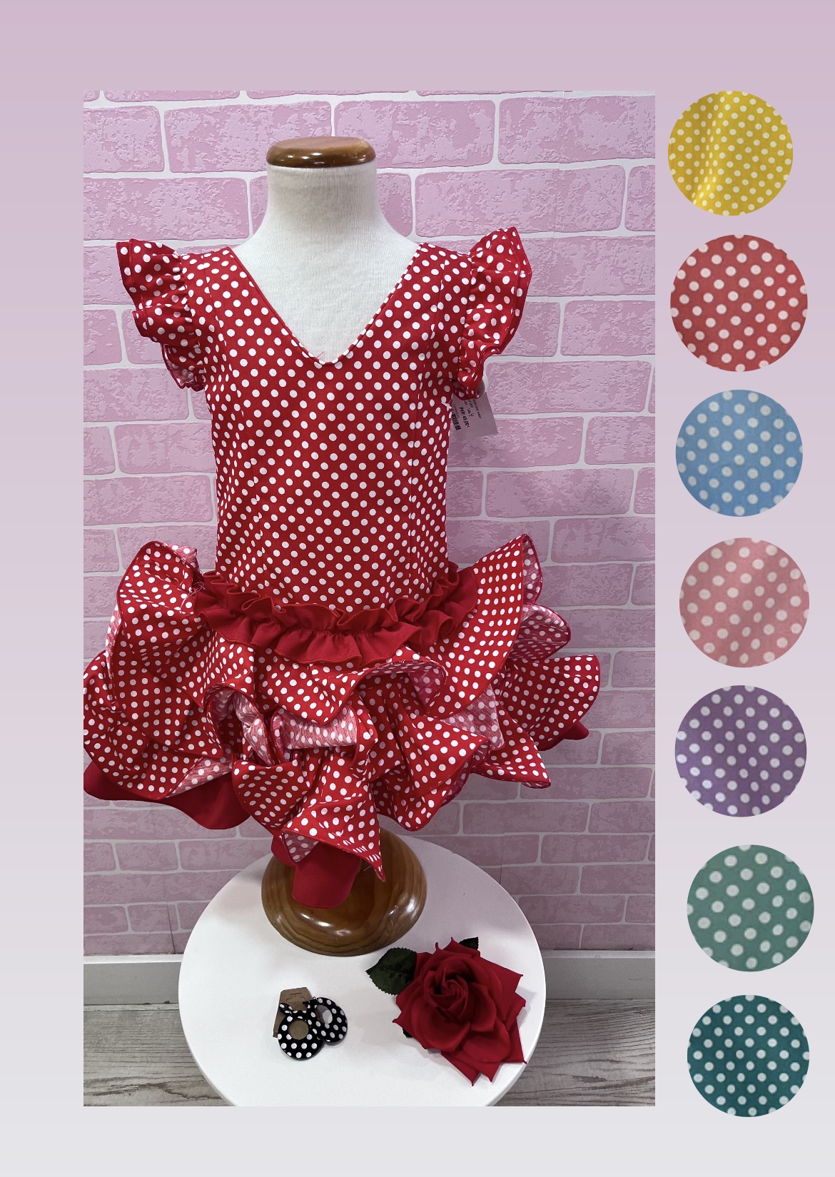 VESTIDO FLAMENCA ( CLASICO) LUNAR AMARILLO 2 VESTIDO FLAMENCA ( CLASICO) LUNAR AMARILLO - Imagen 2