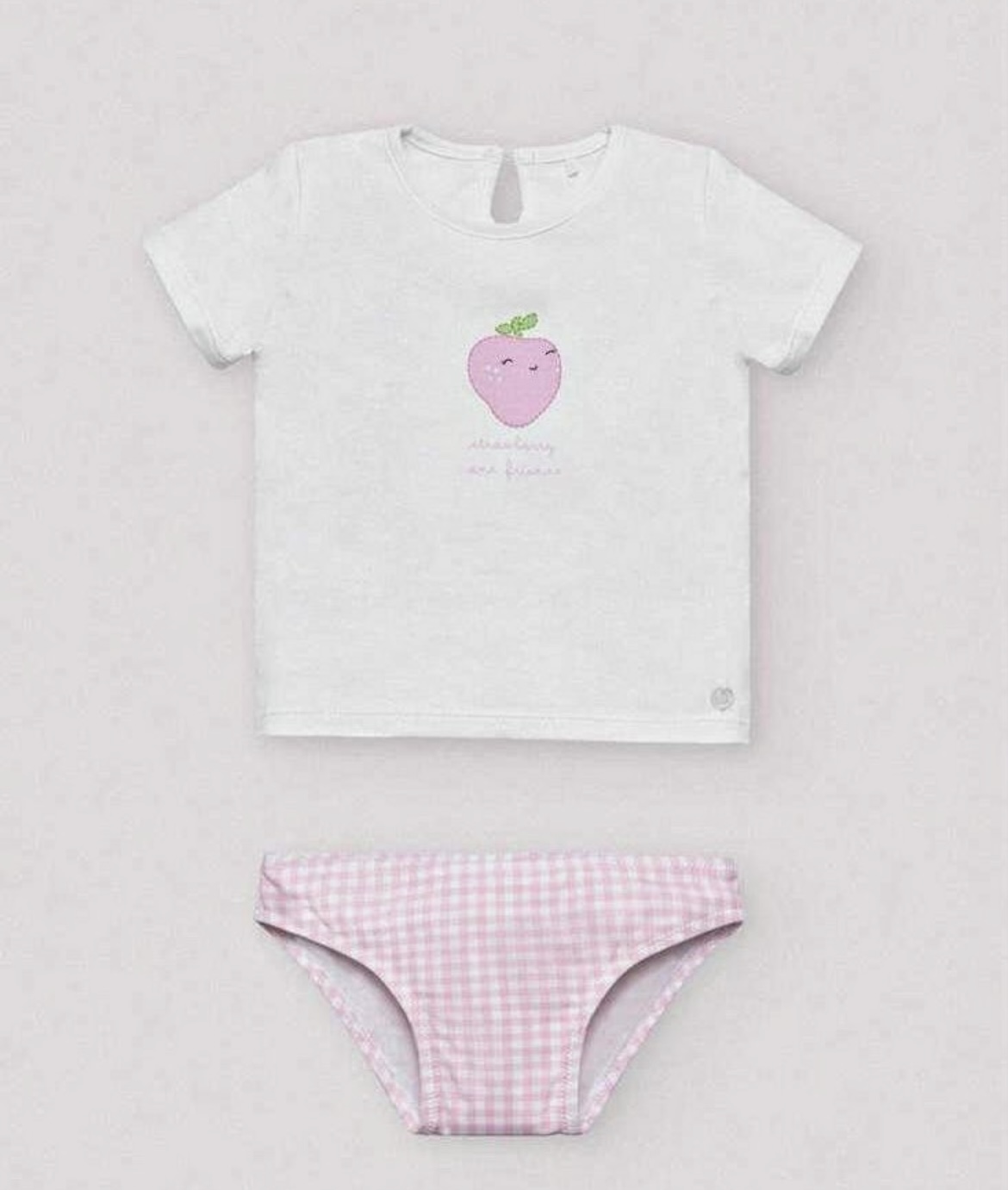 CONJUNTO CAMISETA Y BRAGUITA BAÑO FRESAS 1 CONJUNTO CAMISETA Y BRAGUITA BAÑO FRESAS