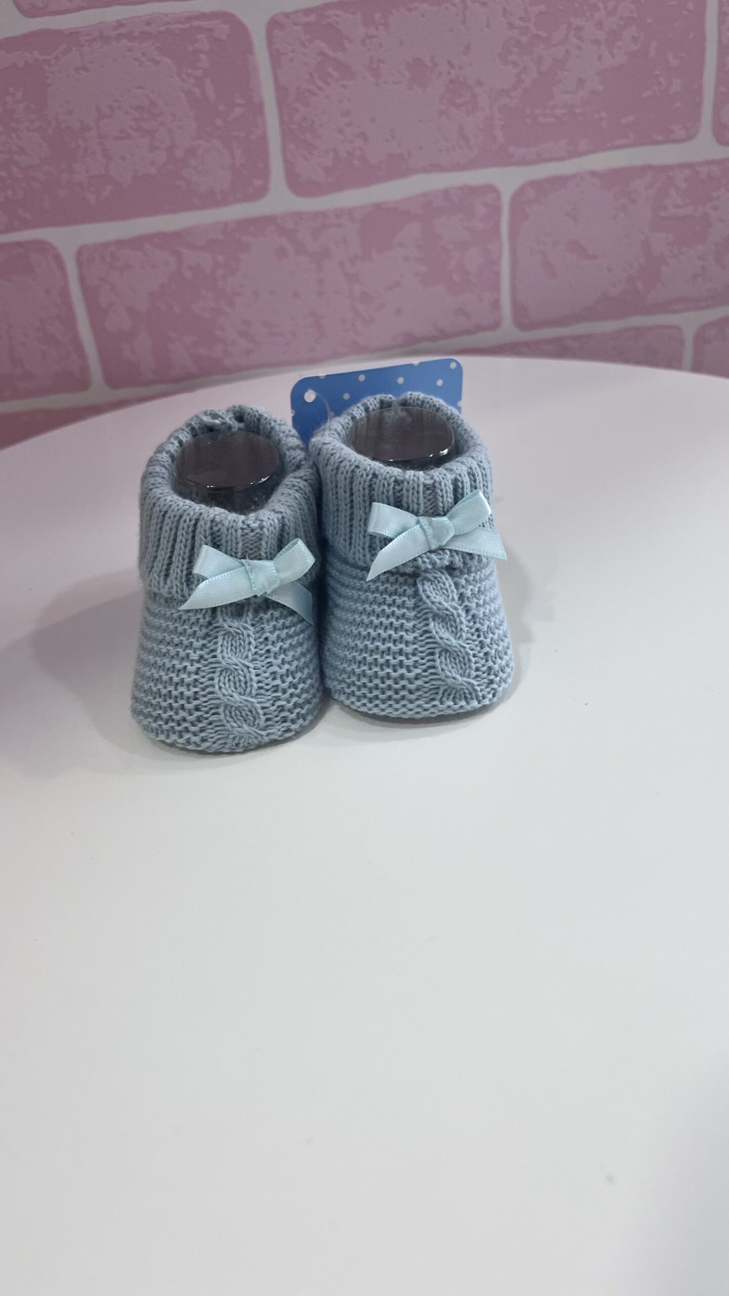 BOTITA TRICOT OCHO LAZO VERDE AGUA 1 BOTITA TRICOT OCHO LAZO VERDE AGUA