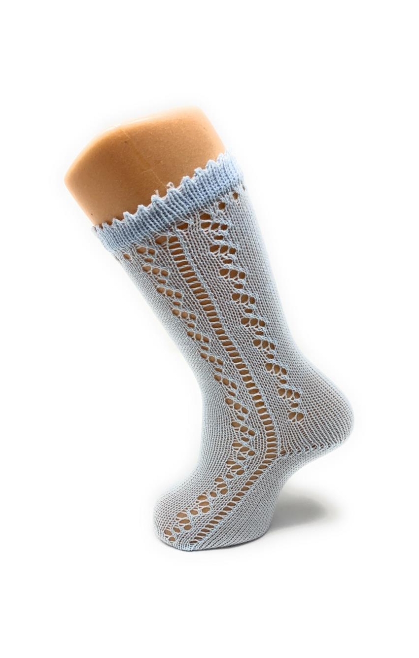 Calcetines Celeste Altos Calados Perlé 1 Calcetines Celeste Altos Calados Perlé