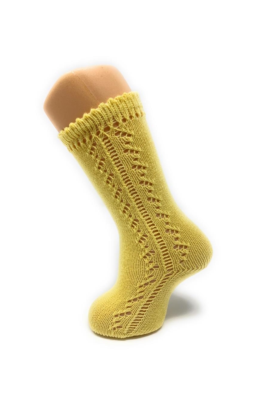 Calcetines amarillo Altos Calados Perlé 1 Calcetines amarillo Altos Calados Perlé