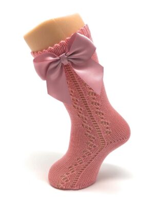 Calcetines Maquillaje Altos Calados Perlé con Lazo