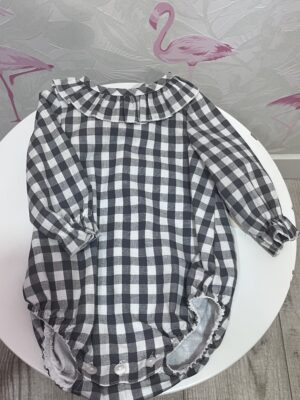 PELELE VICHY GRIS Y BLANCO BEBE