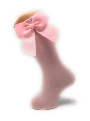 Calcetas Rosa bebé Altas con Lazo Carlomagno