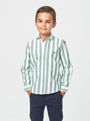 CAMISA OXFORD LISTAS VERDE