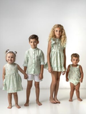 CAMISA CUADROS VERDE( FAMILIA CONEJITOS