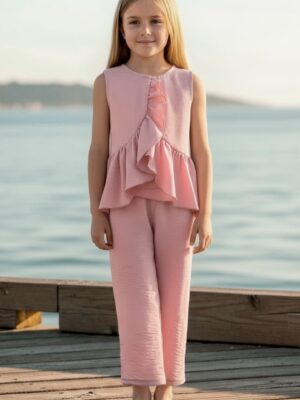 La Mar Salá - Moda Infantil 1 CONJUNTO PANTALON Y TOP ROSA MAQUILLAJE