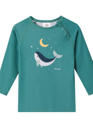La Mar Salá - Moda Infantil 23 Camiseta Protección Solar Manga Larga Larga Whale Teal (6-12 meses)