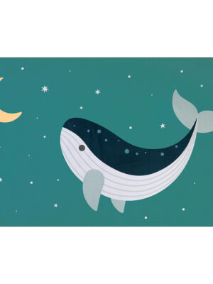 Toalla Playa Microfibra Whale Teal