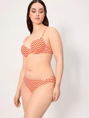 Top bikini micropiqué estampado coral copa C