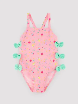 La Mar Salá - Moda Infantil 4 Bañador niña detalle cut-out y lazos estampado veraniego