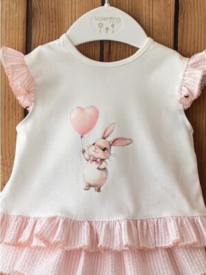 La Mar Salá - Moda Infantil 9 CONJUNTO BRAGUITA CAMISETA CORAL RABBIT ( VALENTINA BEBE)