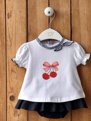 La Mar Salá - Moda Infantil 11 CONJUNTO BRAGUITA CAMISETA LOVING CHERRIES ( VALENTINA BEBE)