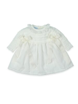 Vestido punto y tejido organza "TIMELESS OFF-WHITE"