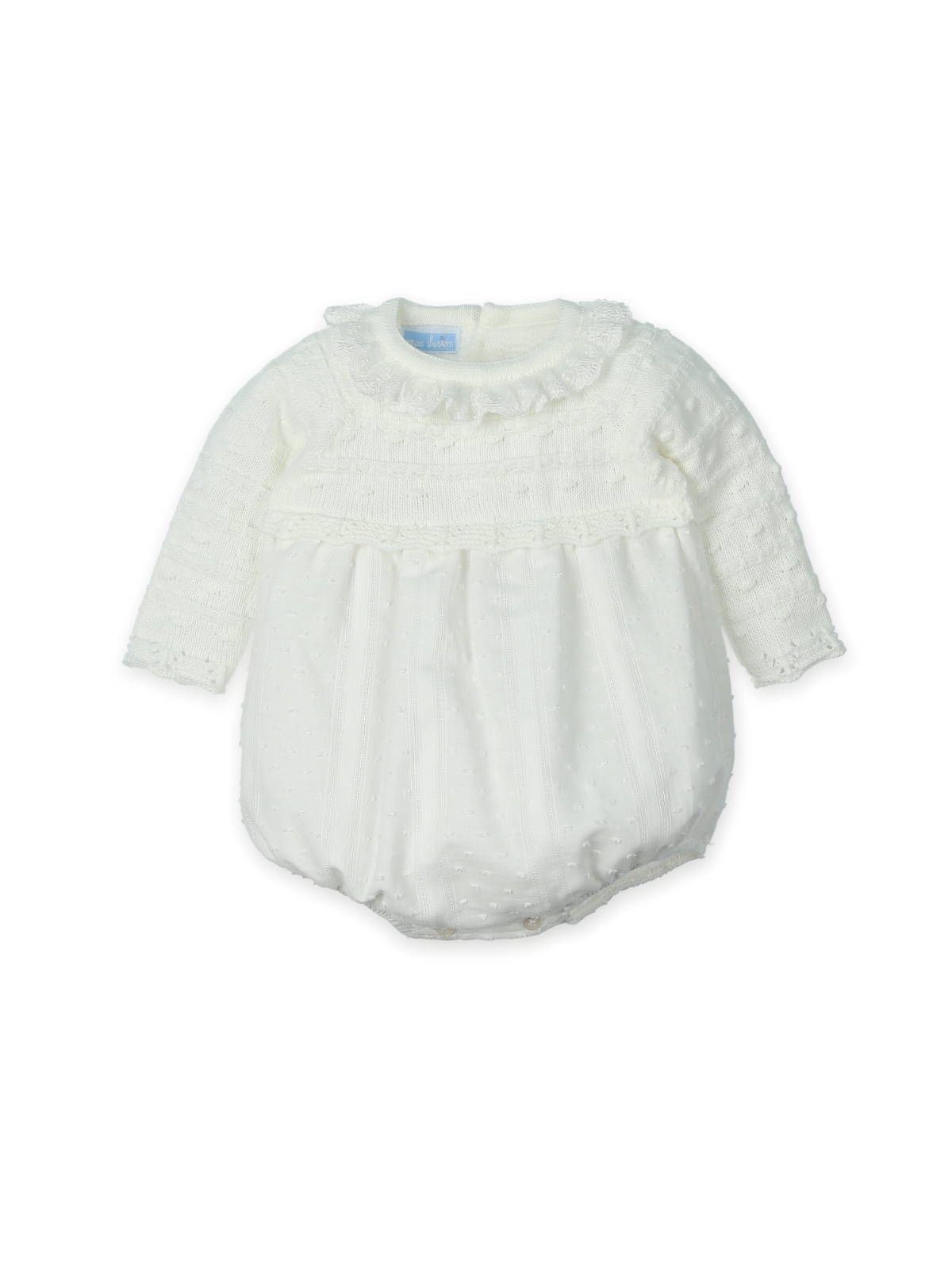 Pelele punto y tejido organza "TIMELESS OFF-WHITE" 1 Pelele punto y tejido organza "TIMELESS OFF-WHITE"