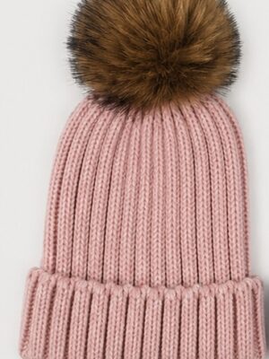 GORRO POMPON PELO ROSA