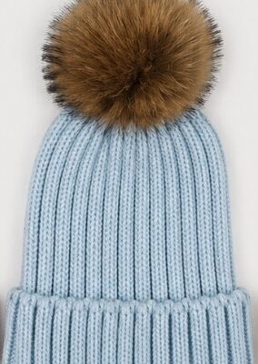 GORRO POMPON PELO CELESTE