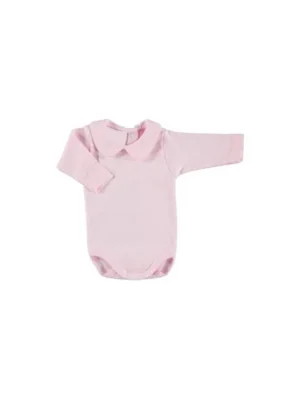 BODY  ALGODON CUELLO BEBE MANGA LARGA ROSA
