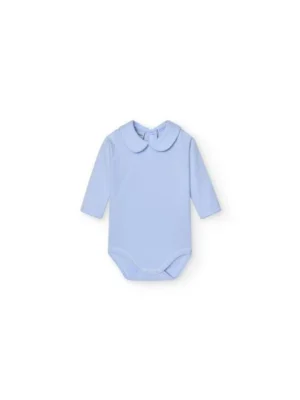 BODY  ALGODON CUELLO BEBE MANGA LARGA CELESTE