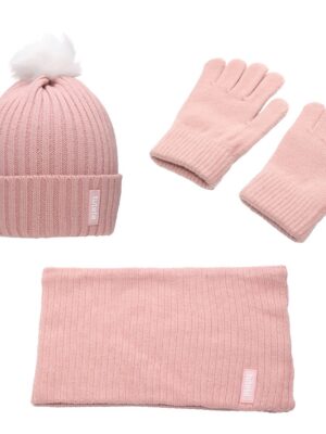 SET INVIERNO , GORRO ,GUANTES Y BUFF ROSA MAQUILLAJE