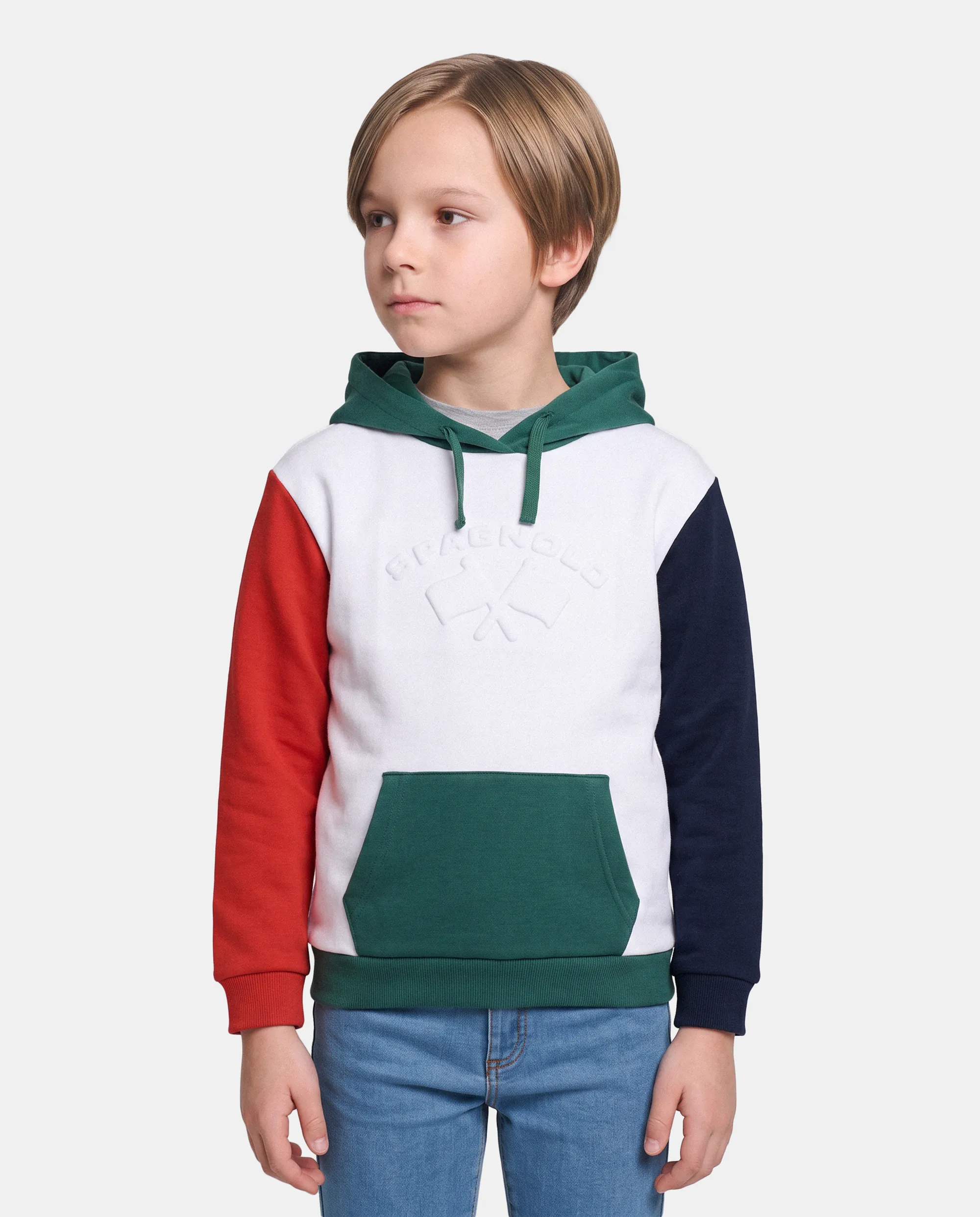SUDADERA TRICOLOR CAPUCHA 1 SUDADERA TRICOLOR CAPUCHA
