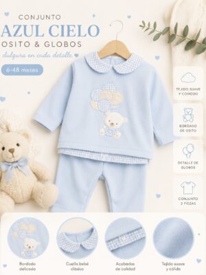 CHANDALS BEBE OSITO GLOBOS CELESTE