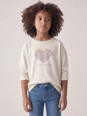 CAMISETA ALGODON CORAZON MALVA